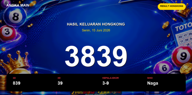 Result Hongkong hari ini 15 Juni 2026 angka 3839