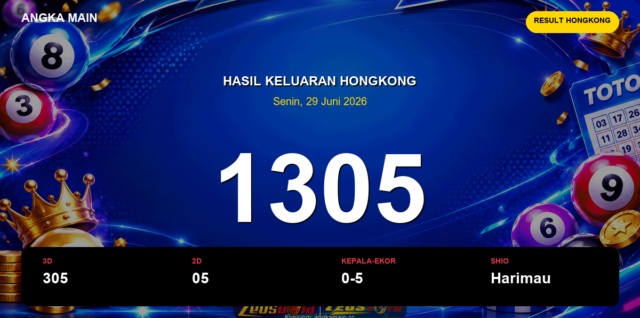Result Hongkong hari ini 29 Juni 2026 angka 1305