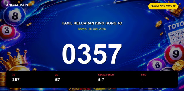 Result King Kong 4D hari ini 18 Juni 2026 angka 0357