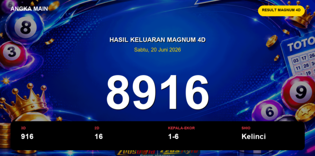 Result Magnum 4D hari ini 20 Juni 2026 angka 8916