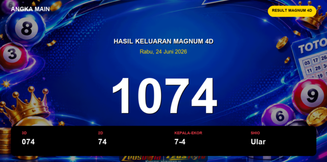 Result Magnum 4D hari ini 24 Juni 2026 angka 1074