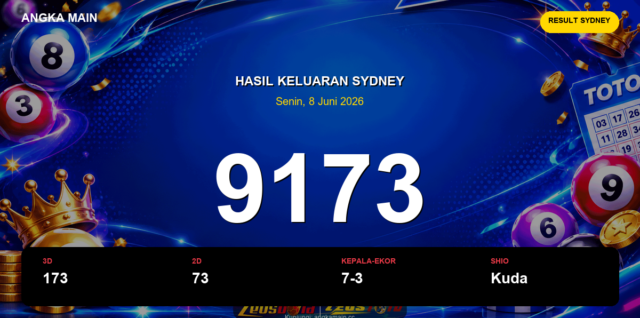 Result Sydney hari ini 8 Juni 2026 angka 9173