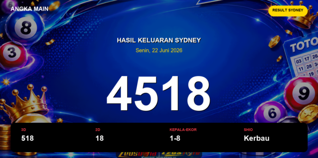 Result Sydney hari ini 22 Juni 2026 angka 4518