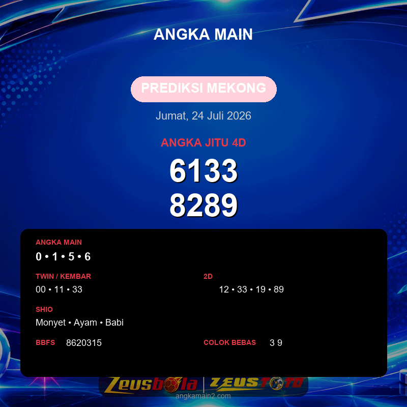 Prediksi togel Mekong hari ini lengkap 2D 3D 4D 24 Juli 2026