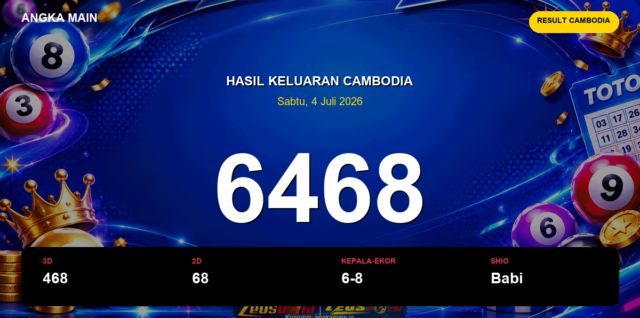Result Cambodia hari ini 4 Juli 2026 angka 6468