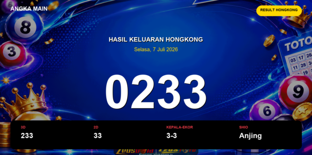 Result Hongkong hari ini 7 Juli 2026 angka 0233