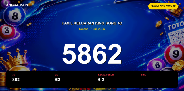 Result King Kong 4D hari ini 7 Juli 2026 angka 5862