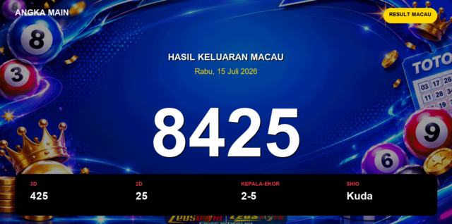 Result Macau hari ini 15 Juli 2026 angka 8425