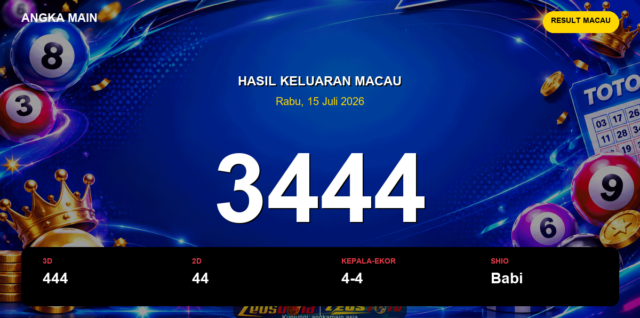 Result Macau hari ini 15 Juli 2026 angka 3444