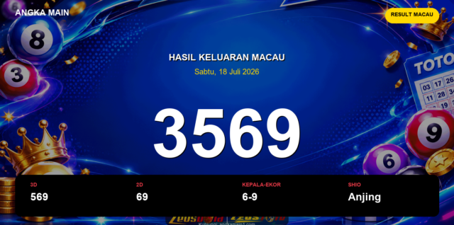 Result Macau hari ini 18 Juli 2026 angka 3569
