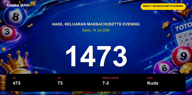Result Massachusetts Evening hari ini 18 Juli 2026 angka 1473